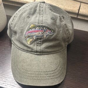 Green Cap with Embroidered Fish